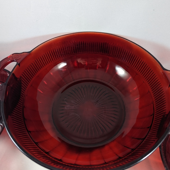 Vintage Anchor Hocking Coronation Royal Ruby Depression Glass Bowl set - Picture 4 of 12